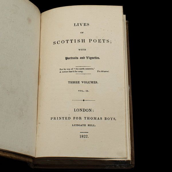 2 Antique Books, The Lives of Scottish Poets, English, Biographical, Regency