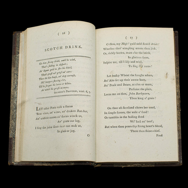 Book of Antique Poems by Robert Burns, Scottish Dialect English, Georgian, 1813