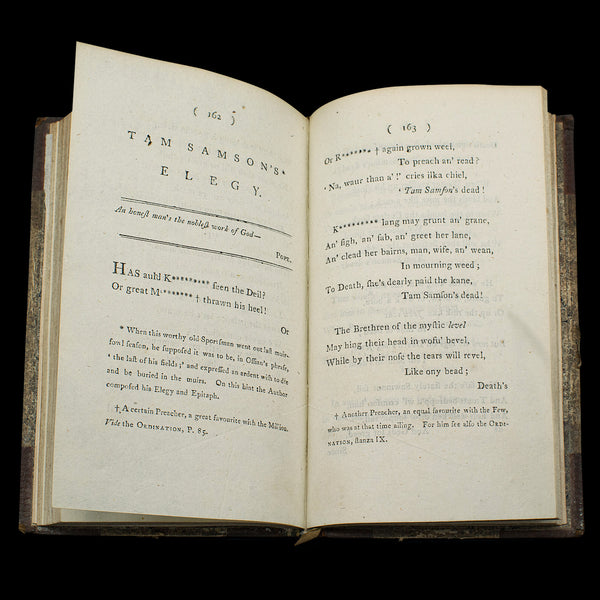 Book of Antique Poems by Robert Burns, Scottish Dialect English, Georgian, 1813