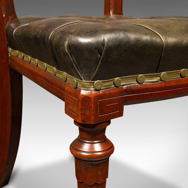 Set of 8 Antique Dining Chairs, English, Walnut, Leather, Victorian, Circa 1870