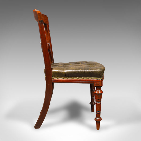 Set of 8 Antique Dining Chairs, English, Walnut, Leather, Victorian, Circa 1870