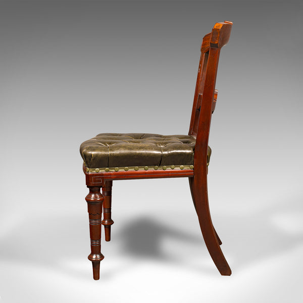 Set of 8 Antique Dining Chairs, English, Walnut, Leather, Victorian, Circa 1870