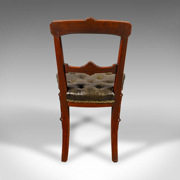 Set of 8 Antique Dining Chairs, English, Walnut, Leather, Victorian, Circa 1870