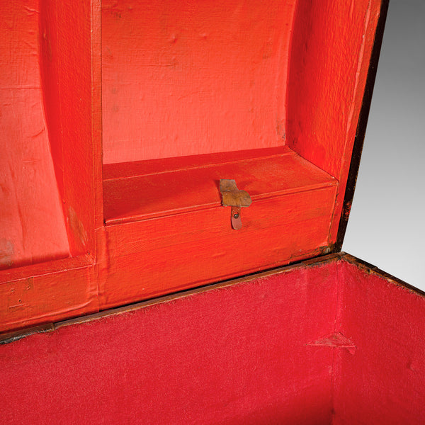 Antique Dome Topped Chest, English, Pine, Shipping Trunk, Victorian, Circa 1870