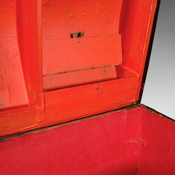 Antique Dome Topped Chest, English, Pine, Shipping Trunk, Victorian, Circa 1870