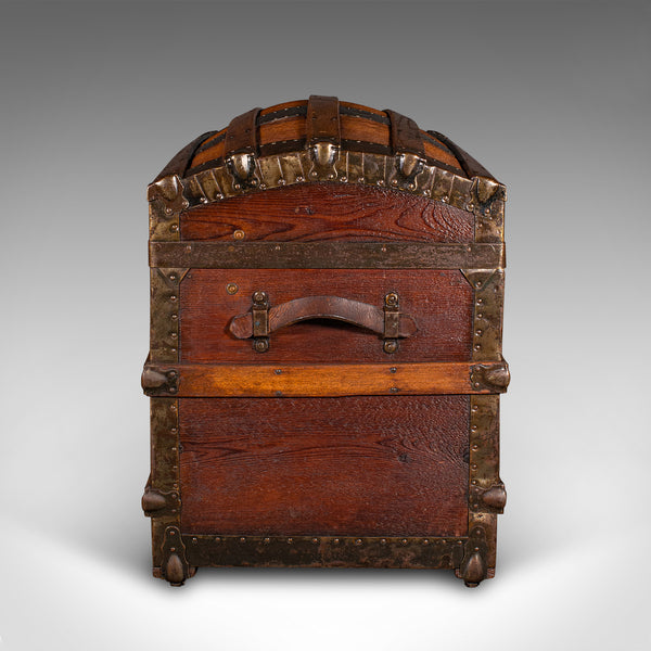 Antique Dome Topped Chest, English, Pine, Shipping Trunk, Victorian, Circa 1870