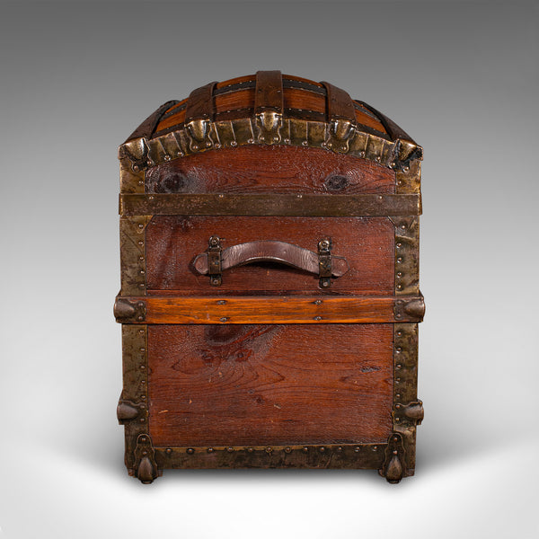 Antique Dome Topped Chest, English, Pine, Shipping Trunk, Victorian, Circa 1870