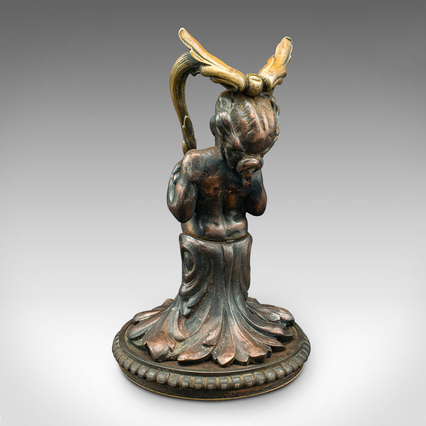 Pair Of Antique Decorative Cherubs, English, Bronze, Doorstops, Victorian, 1900