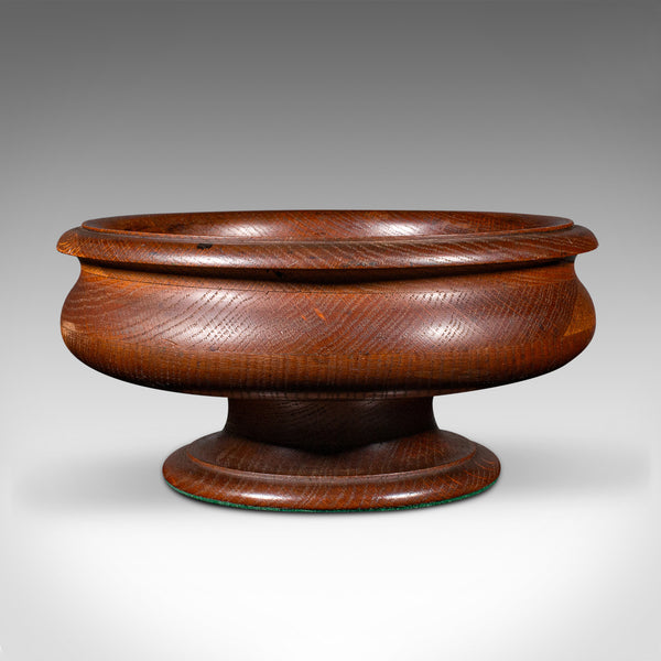 Antique Fruit Bowl, English, Turned Oak, Display Dish, Arts & Crafts, Victorian