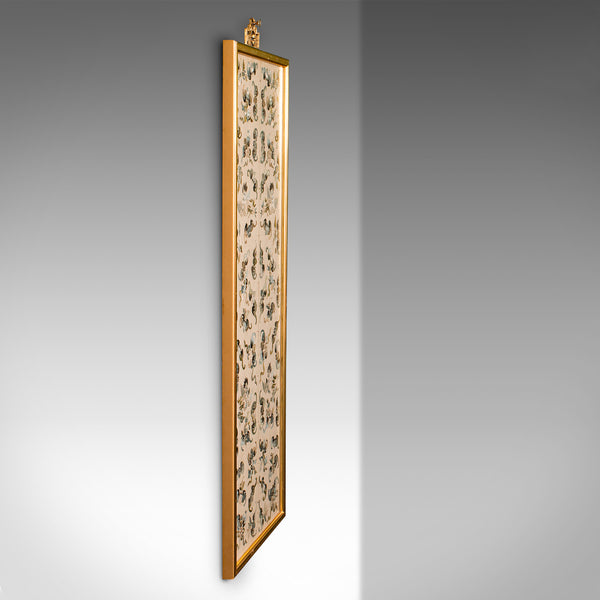 Antique Decorative Panel, Chinese, Framed, Silk Cotton, Embroidered, Victorian