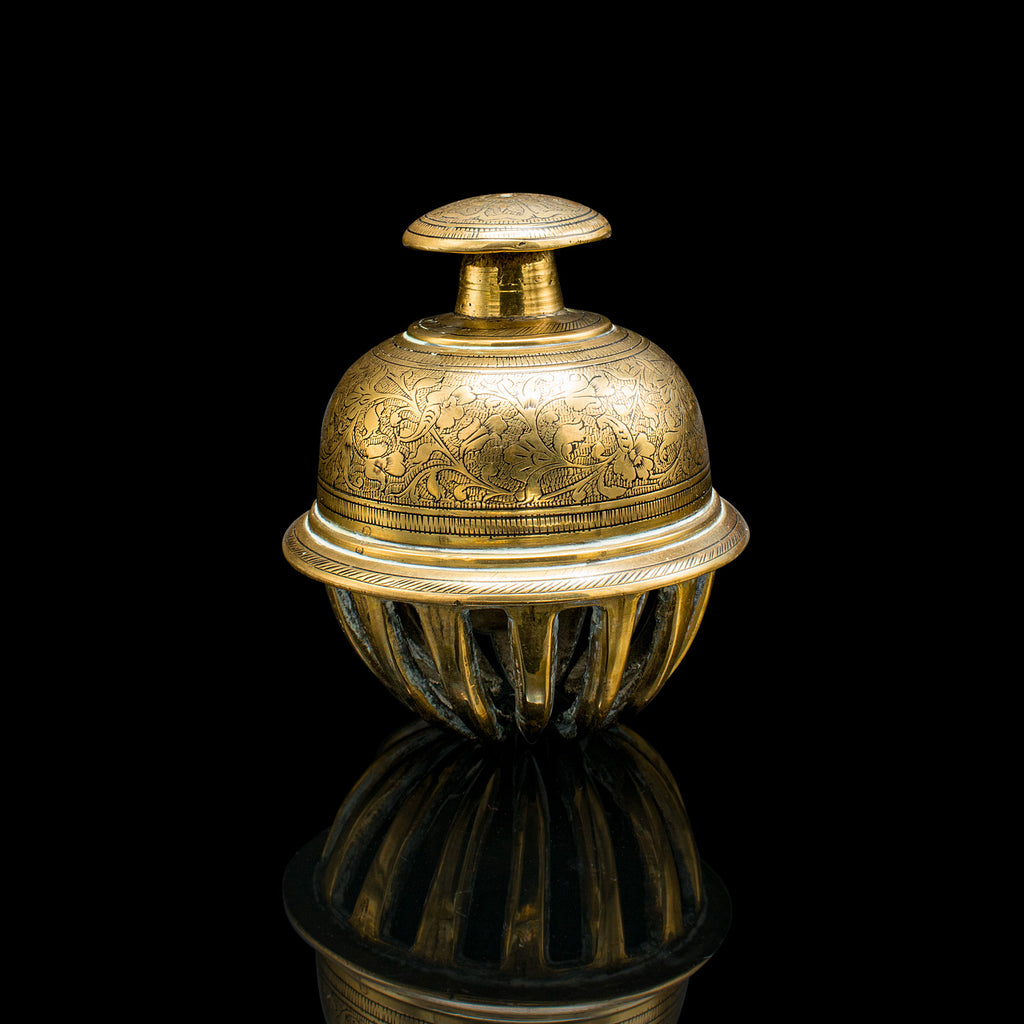 Small Antique Temple Bell, Oriental, Brass Tea Calling Chime, Early 20th Century
