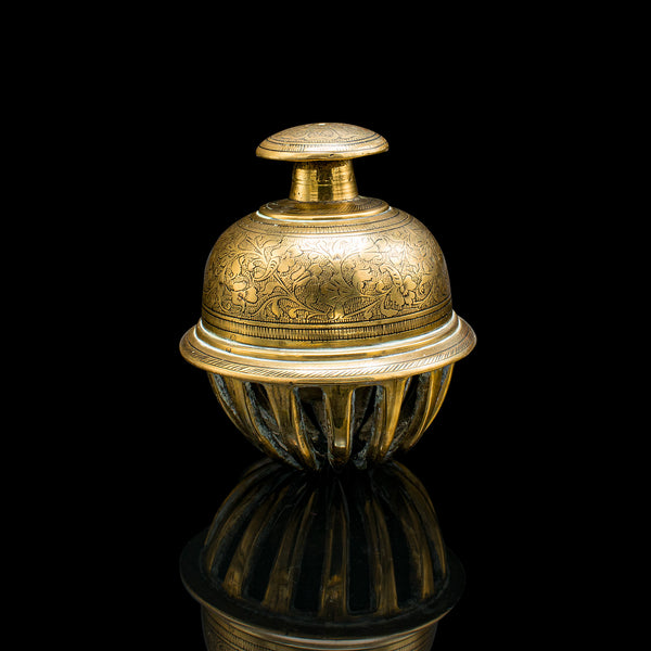 Small Antique Temple Bell, Oriental, Brass Tea Calling Chime, Early 20th Century