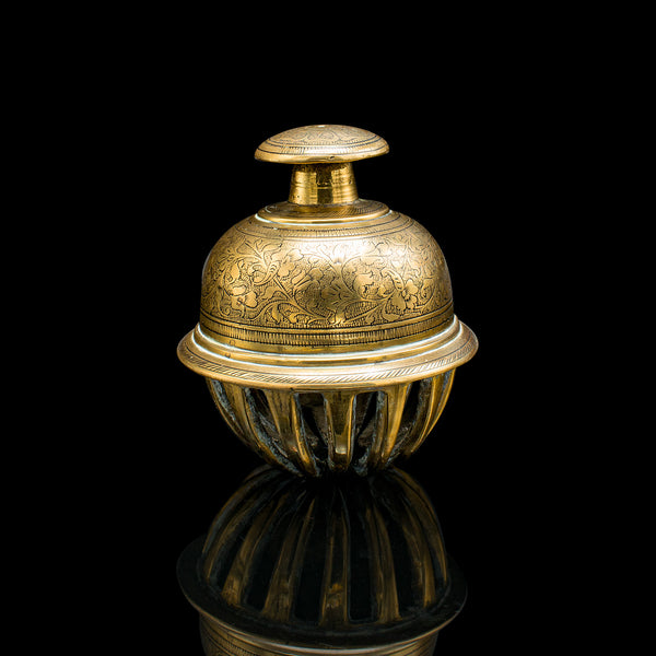 Small Antique Temple Bell, Oriental, Brass Tea Calling Chime, Early 20th Century