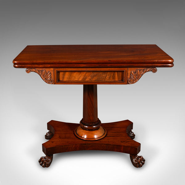 Antique Fold Over Tea Table, English, Occasional, Games, 2-4 Seater, William IV
