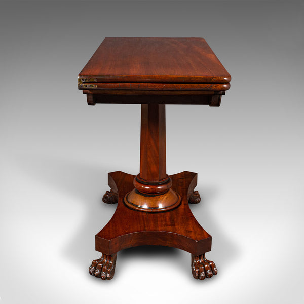 Antique Fold Over Tea Table, English, Occasional, Games, 2-4 Seater, William IV