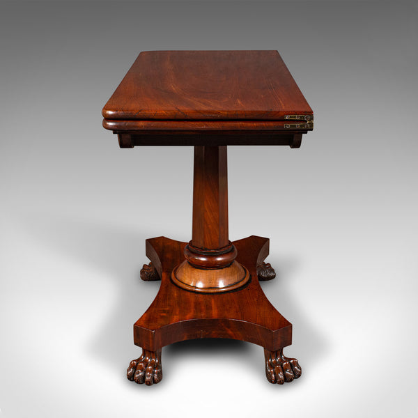 Antique Fold Over Tea Table, English, Occasional, Games, 2-4 Seater, William IV