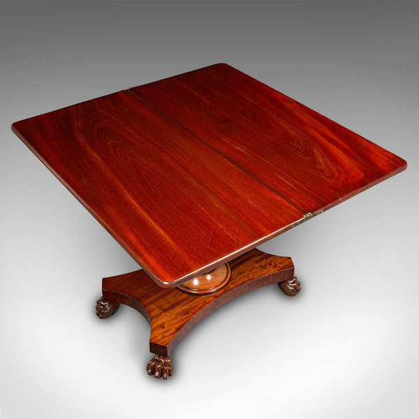 Antique Fold Over Tea Table, English, Occasional, Games, 2-4 Seater, William IV