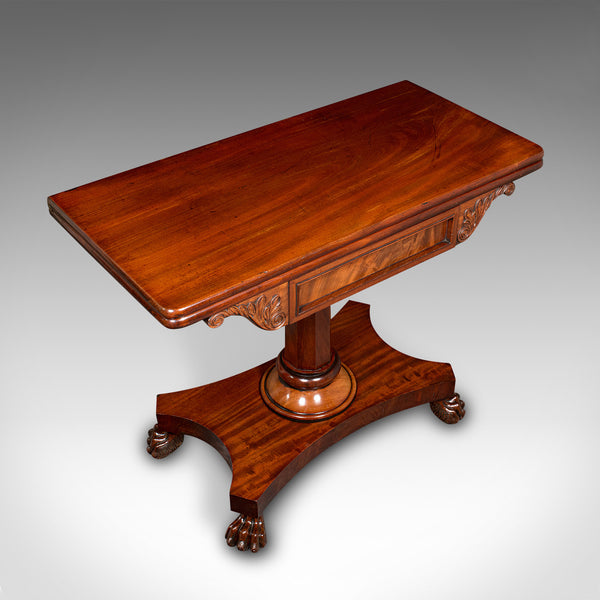 Antique Fold Over Tea Table, English, Occasional, Games, 2-4 Seater, William IV