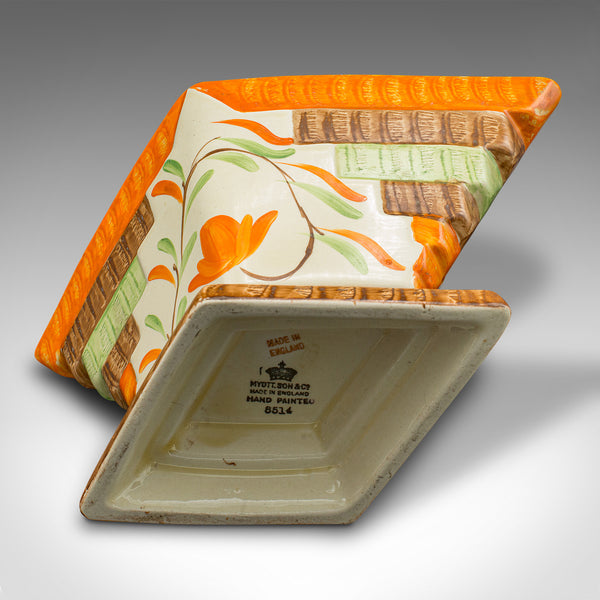 Pair Of Vintage Dried Flower Vases, English, Hand Painted Ceramic, Art Deco