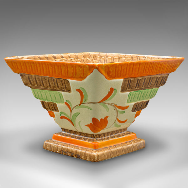 Pair Of Vintage Dried Flower Vases, English, Hand Painted Ceramic, Art Deco