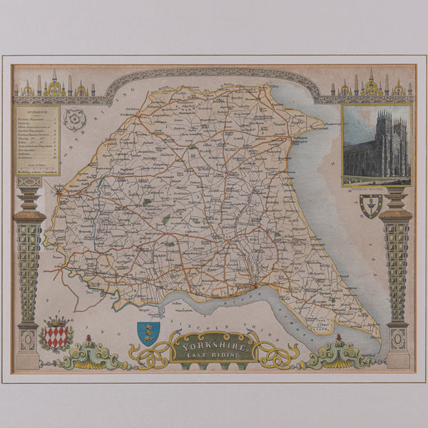 Antique East Yorkshire Map, English, Framed Lithograph, Cartography, Victorian