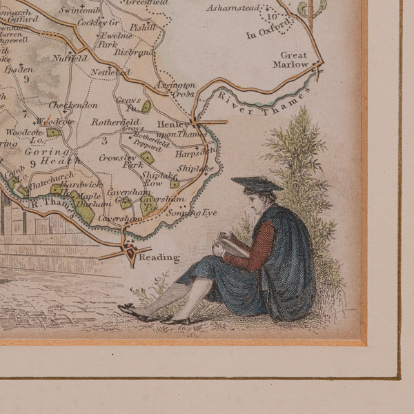 Antique County Map, Oxfordshire, English, Framed Cartography Interest, Victorian