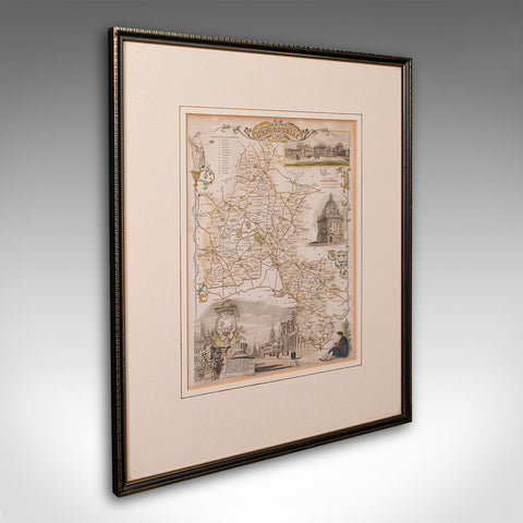 Antique County Map, Oxfordshire, English, Framed Cartography Interest, Victorian