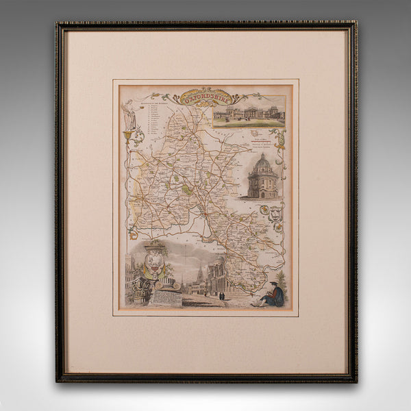 Antique County Map, Oxfordshire, English, Framed Cartography Interest, Victorian