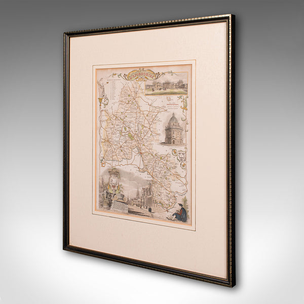 Antique County Map, Oxfordshire, English, Framed Cartography Interest, Victorian