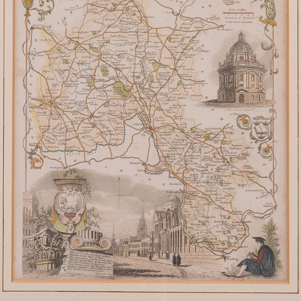 Antique County Map, Oxfordshire, English, Framed Cartography Interest, Victorian