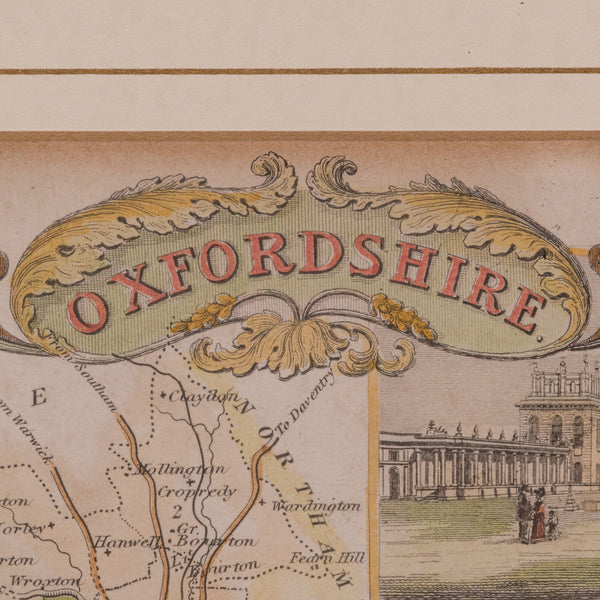 Antique County Map, Oxfordshire, English, Framed Cartography Interest, Victorian