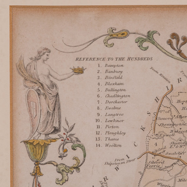 Antique County Map, Oxfordshire, English, Framed Cartography Interest, Victorian