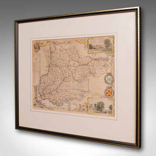 Antique County Map, Essex, English, Framed, Cartographic Interest, Victorian
