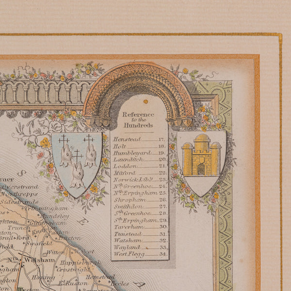 Antique County Map, Norfolk, English, Framed Lithography, Cartography, Victorian