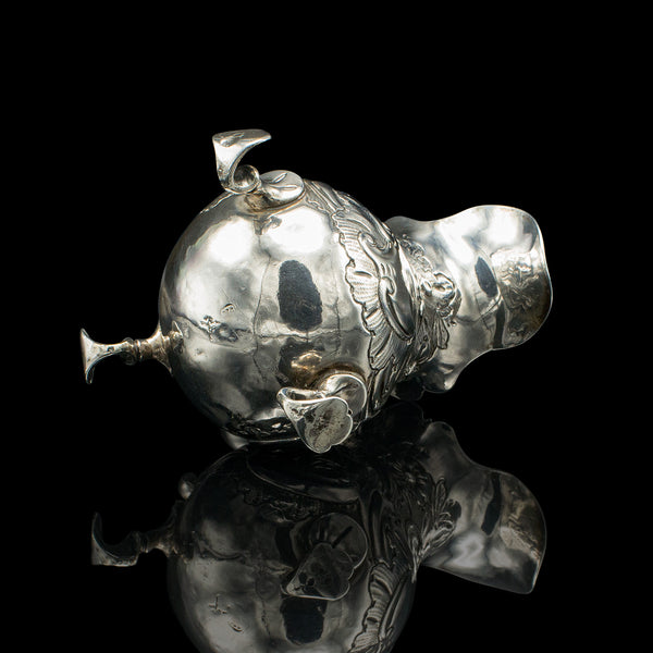 Small Antique Milk Pouring Jug, English, Silver, Breakfast Creamer, Georgian