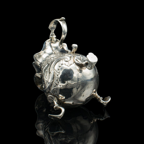 Small Antique Milk Pouring Jug, English, Silver, Breakfast Creamer, Georgian