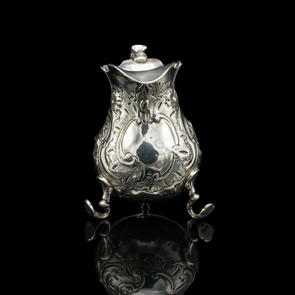 Small Antique Milk Pouring Jug, English, Silver, Breakfast Creamer, Georgian