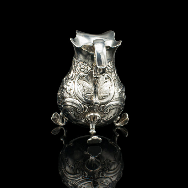 Small Antique Milk Pouring Jug, English, Silver, Breakfast Creamer, Georgian