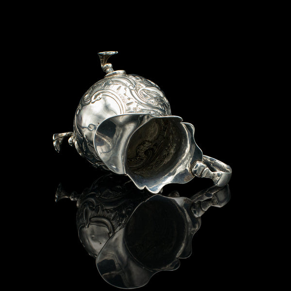 Small Antique Milk Pouring Jug, English, Silver, Breakfast Creamer, Georgian