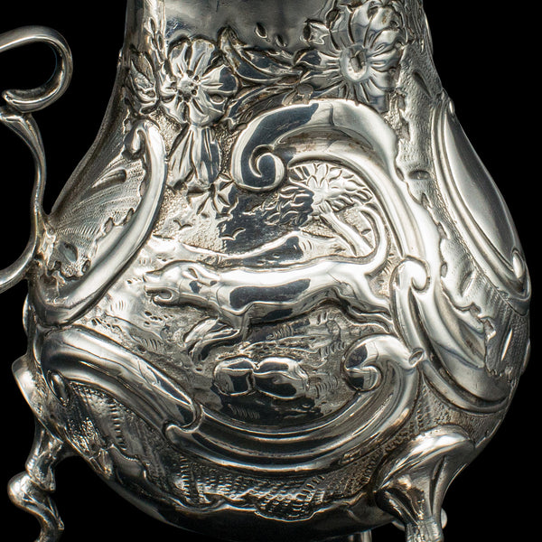 Small Antique Milk Pouring Jug, English, Silver, Breakfast Creamer, Georgian