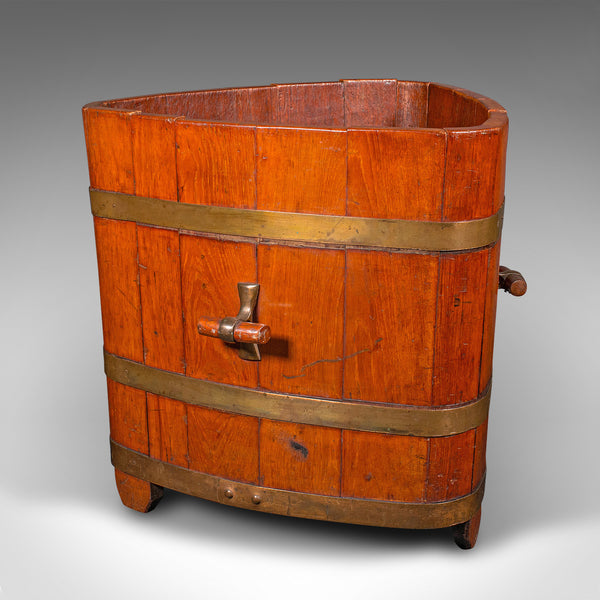 Antique Triangular Fireside Bin, English, Walnut, Brass, Store, Early Victorian