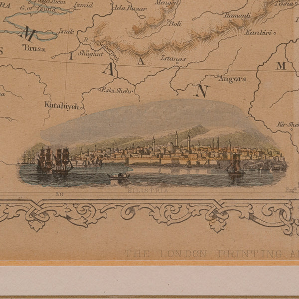 Antique Lithography Map, Black Sea, English, Framed, Cartography, Victorian