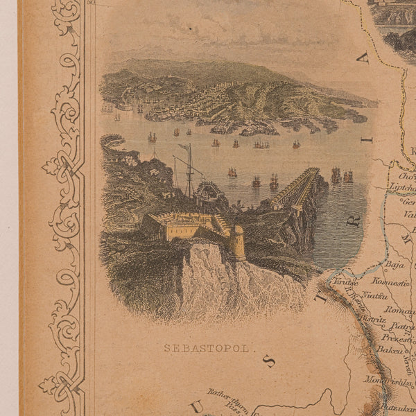 Antique Lithography Map, Black Sea, English, Framed, Cartography, Victorian