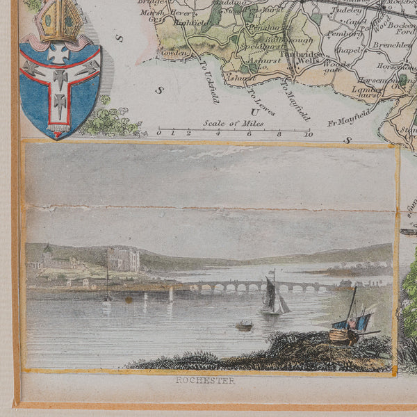Antique County Map, Kent, English, Framed, Lithography, Cartography, Victorian