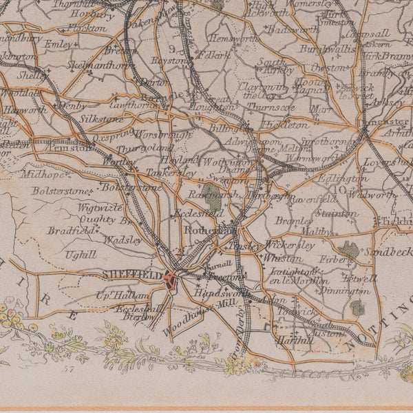 Antique West Yorkshire Map, English, Framed Lithography, Cartography, Victorian