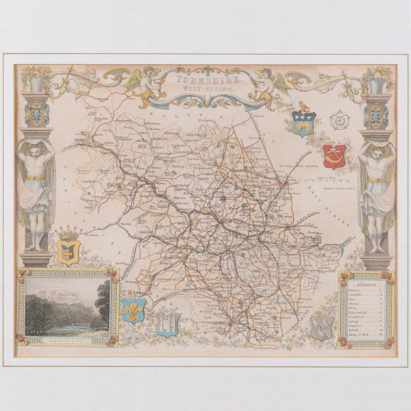 Antique West Yorkshire Map, English, Framed Lithography, Cartography, Victorian
