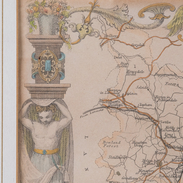 Antique West Yorkshire Map, English, Framed Lithography, Cartography, Victorian