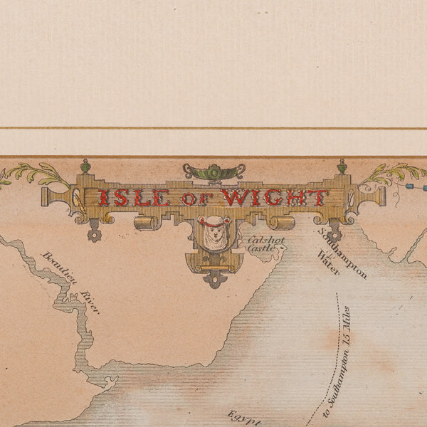Antique Lithography Map, Isle of Wight, English, Framed, Engraving, Cartography