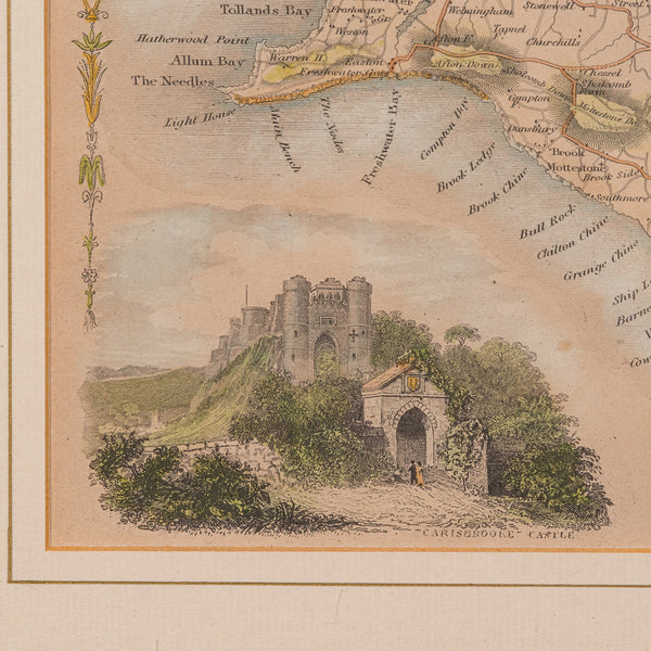 Antique Lithography Map, Isle of Wight, English, Framed, Engraving, Cartography