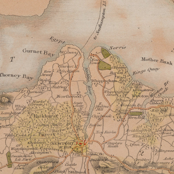 Antique Lithography Map, Isle of Wight, English, Framed, Engraving, Cartography